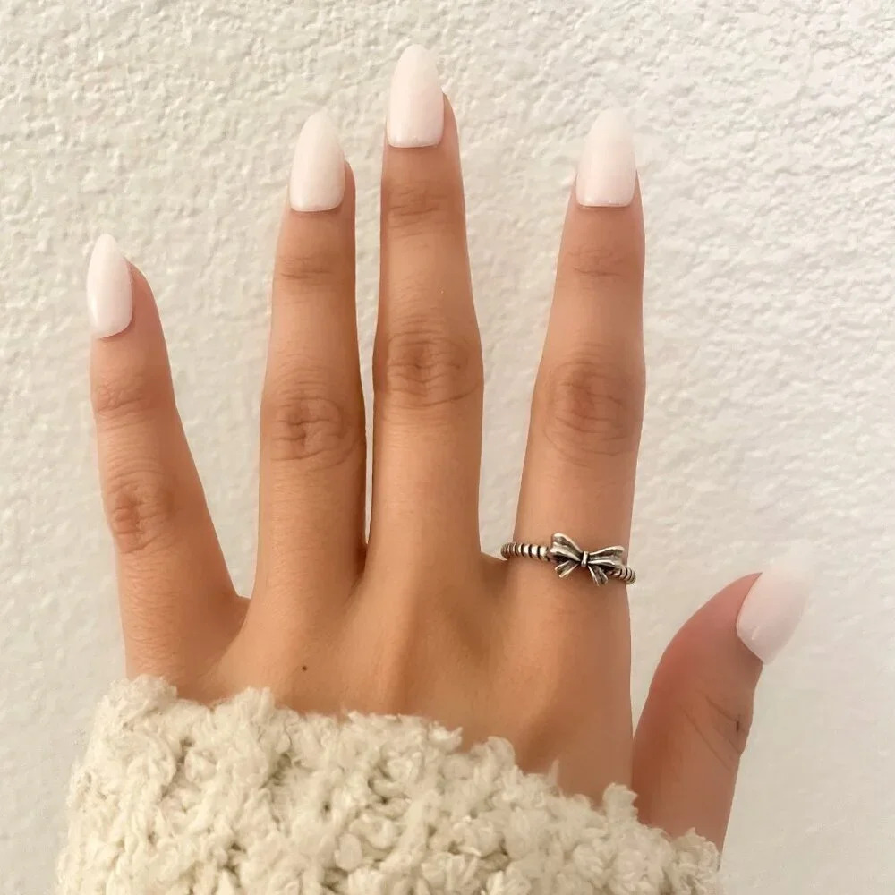 925 Sterling Silver Minimalist Tiny Bow Ring Dainty Ring Modern Boho Ring - Picture 5 of 8